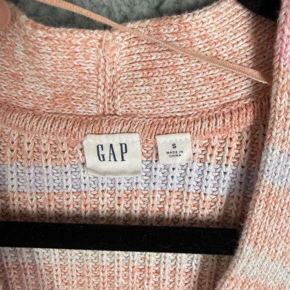 Gap Pastel Rainbow Stripe Chunky Knit V Neck Button Up Cardigan Sweater Small - Picture 4 of 8